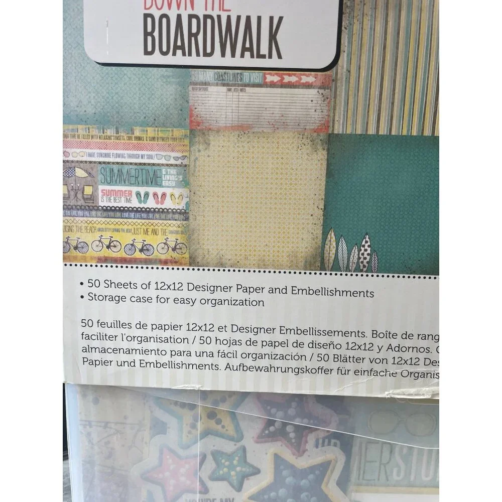 Down‎ The Boardwalk Scrapbook Stack Pack 50 Sheets Embellishments & Storage